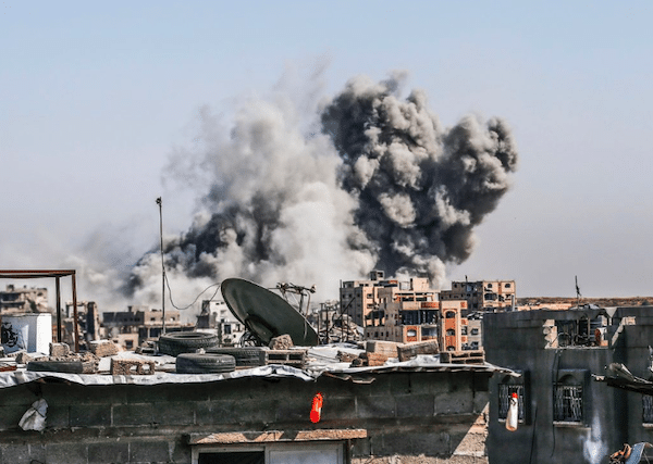  | SMOKE RISES OVER RESIDENTIAL BUILDINGS FOLLOWING AN ISRAELI AIRSTRIKE ON THE TUFFAH NEIGHBORHOOD IN THE EASTERN PART OF GAZA CITY MAY 9 2025 PHOTO OMAR ASHTAWYAPA IMAGES | MR Online